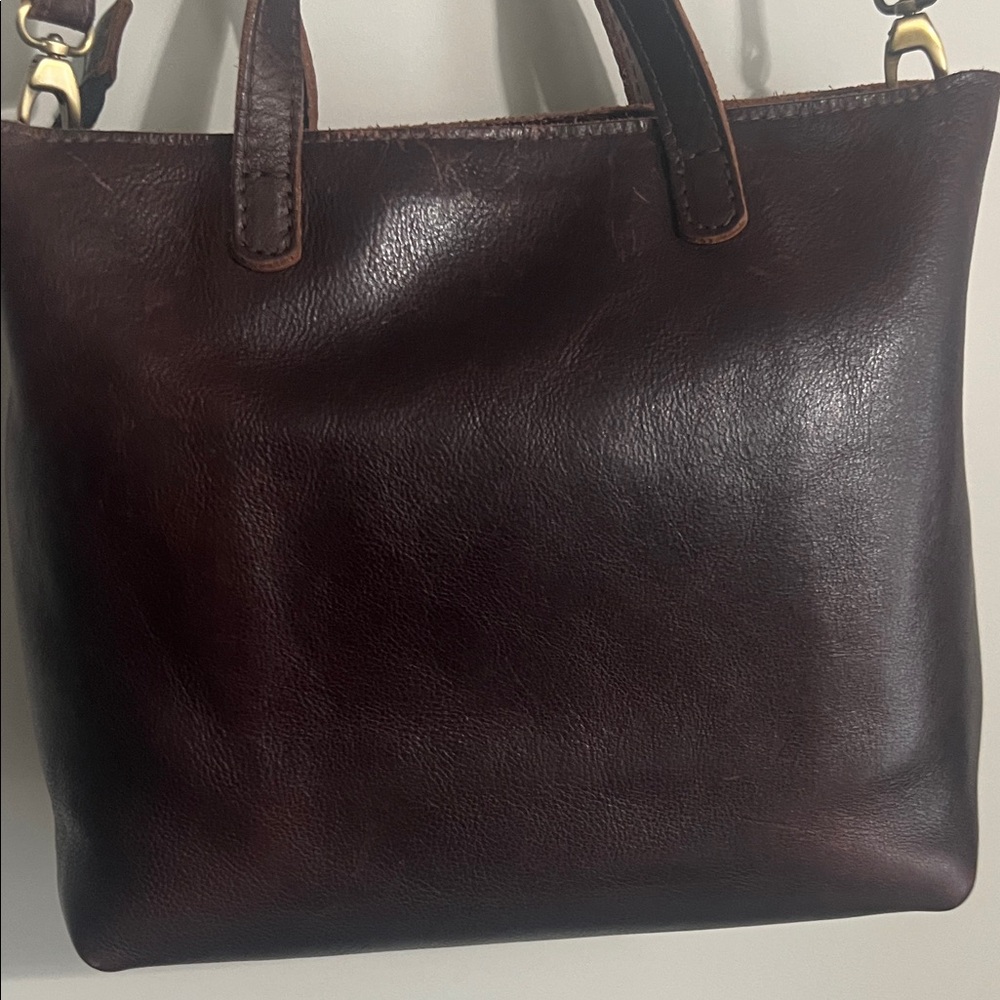Portland Leather Dark Brown Leather Tote with Crossbody Strap, size Medium - Picture 4 of 9